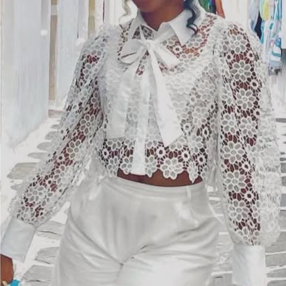 Zara White Floral Lace Blouse - Picture 5 of 5